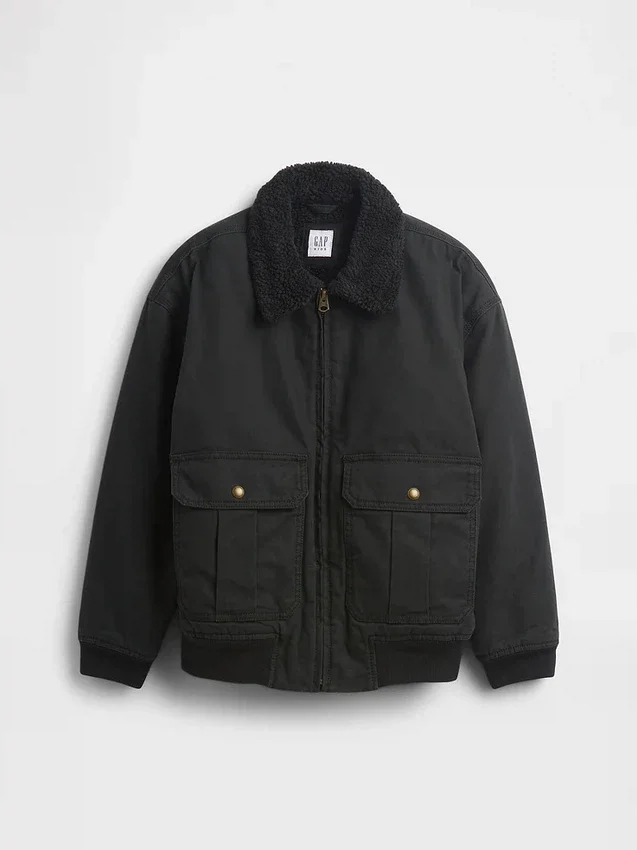 Blouson aviateur en toile doublé de sherpa pour enfant