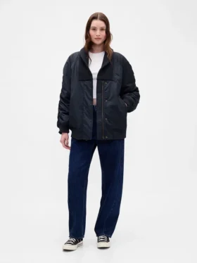 Blouson aviateur oversize à bordures en maille