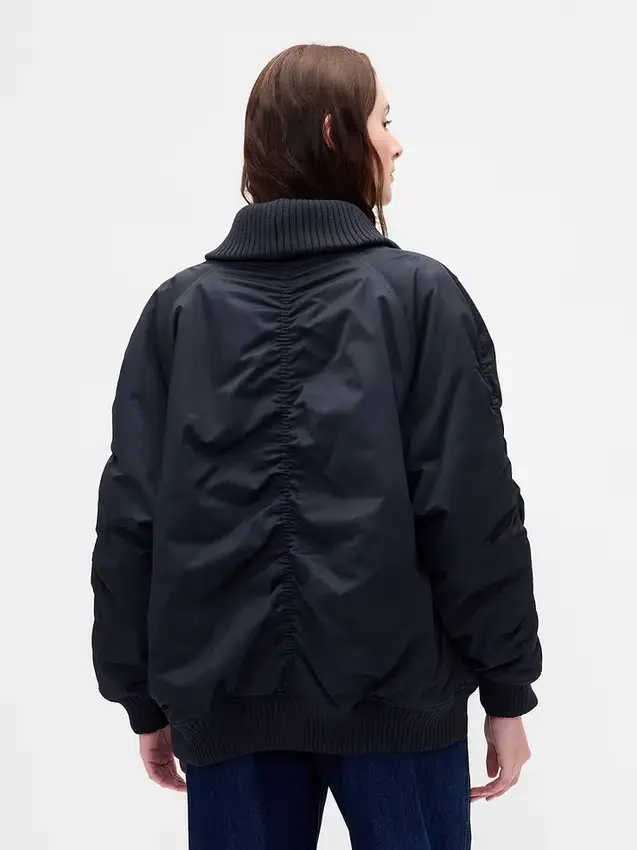 Blouson aviateur oversize à bordures en maille