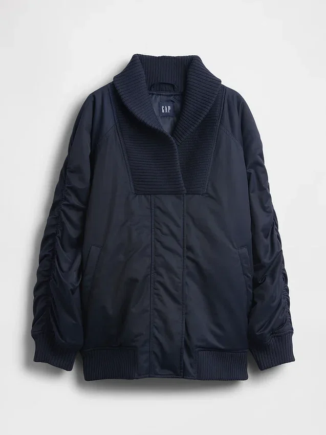 Blouson aviateur oversize à bordures en maille