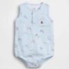 Body Henley à poche en gaze de coton pour bébé