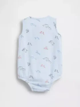 Body Henley à poche en gaze de coton pour bébé
