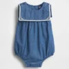 Body marin bouffant en denim pour bébé