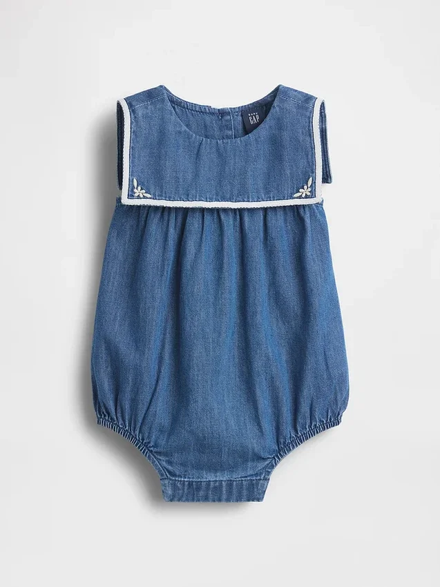 Body marin bouffant en denim pour bébé