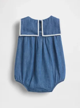 Body marin bouffant en denim pour bébé