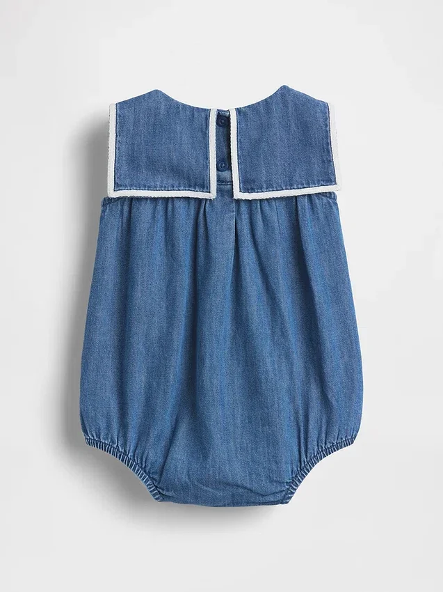 Body marin bouffant en denim pour bébé