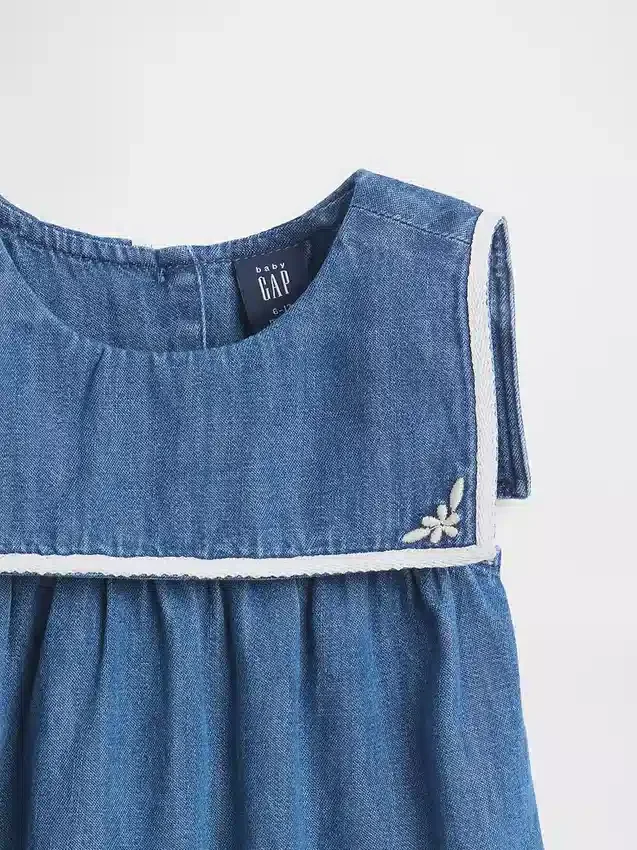Body marin bouffant en denim pour bébé