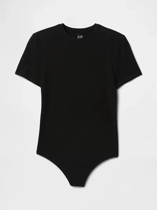 Body-T-shirt en jersey à mailles serrées