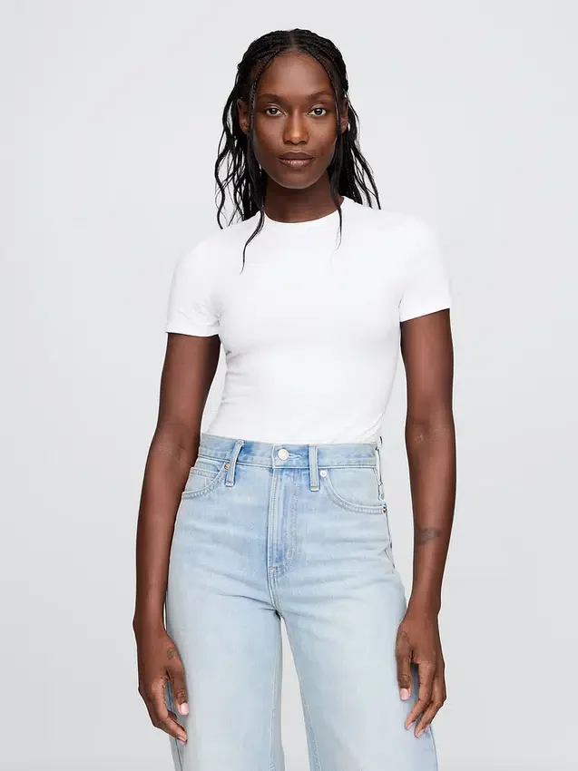 Body-T-shirt en jersey à mailles serrées