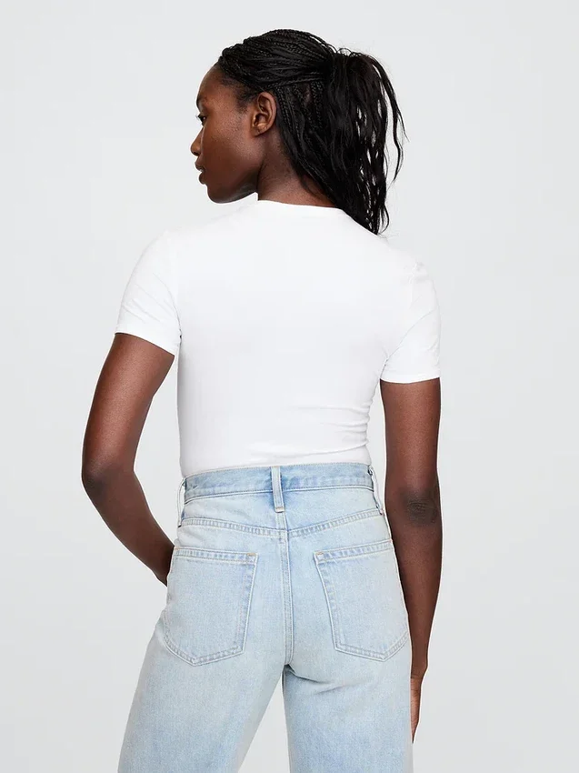 Body-T-shirt en jersey à mailles serrées