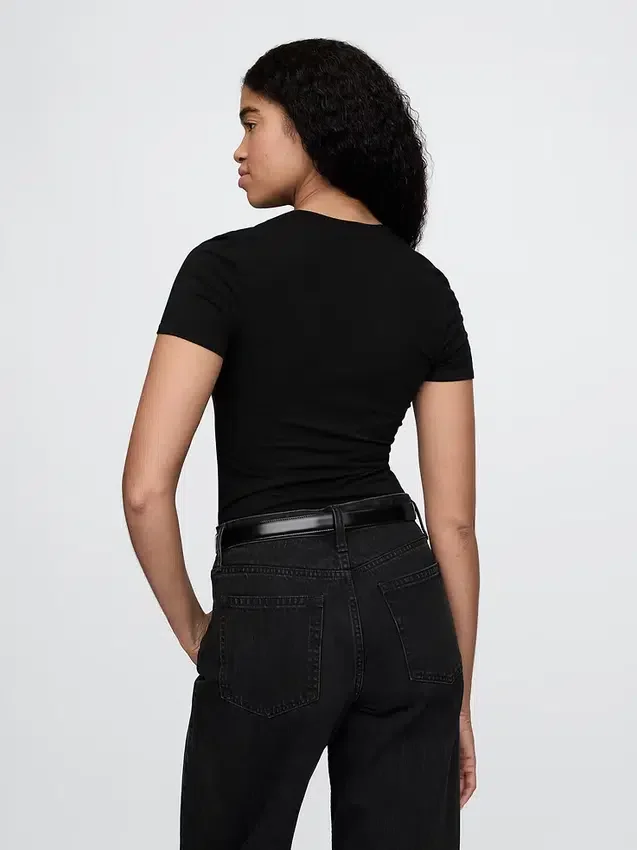 Body-T-shirt en jersey à mailles serrées