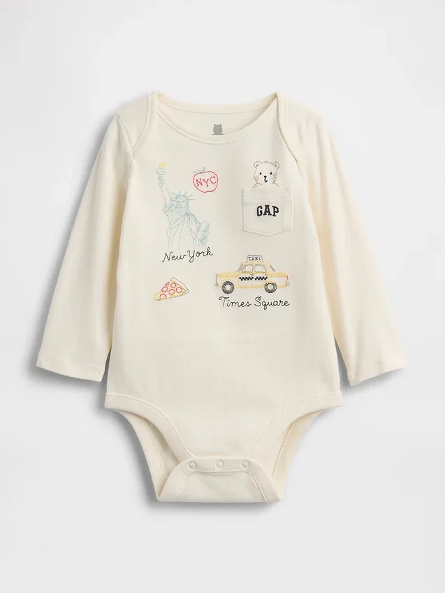 Bodys « Baby First Favorites » en coton bio avec poche et logo NYC