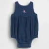 Bodys bouffants en denim et gaze de coton pour bébé