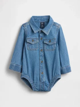 Bodys en denim pour bébé à boutons