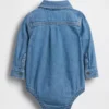 Bodys en denim pour bébé à boutons