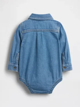 Bodys en denim pour bébé à boutons
