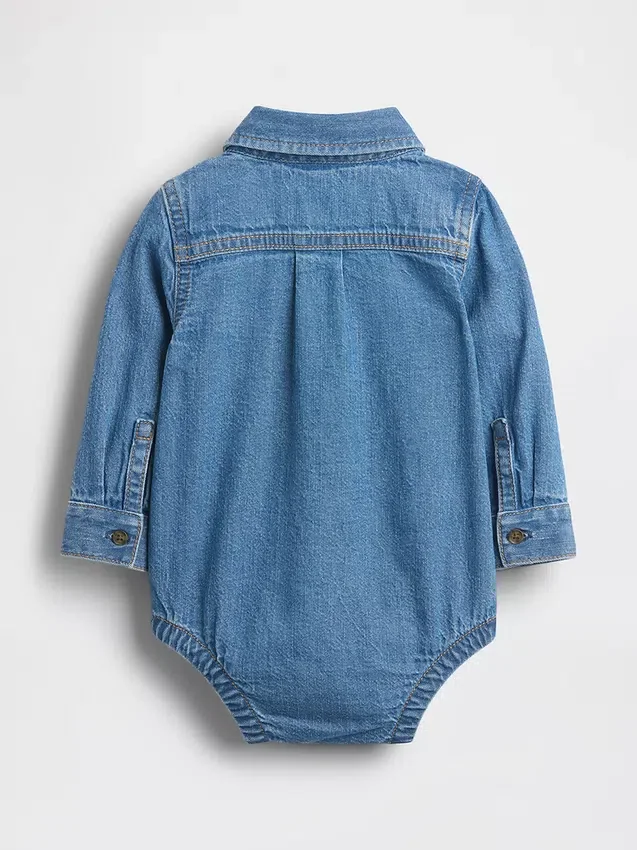 Bodys en denim pour bébé à boutons