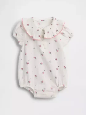 Bodys pour bébé en gaze de coton à col fleuri