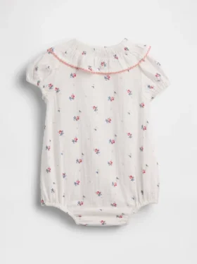 Bodys pour bébé en gaze de coton à col fleuri