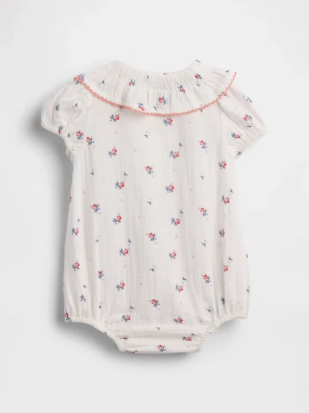 Bodys pour bébé en gaze de coton à col fleuri