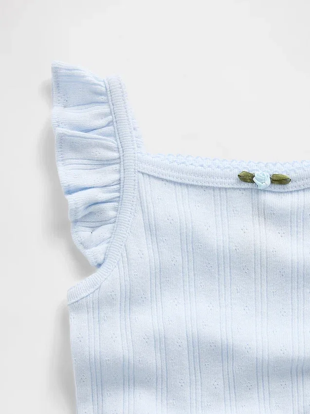 Bodys sans manches en coton pointelle côtelé pour bébé