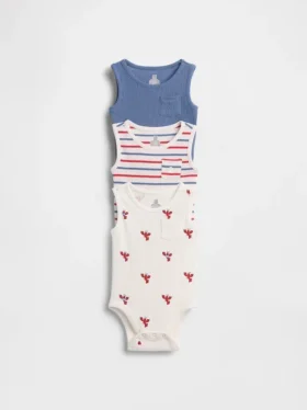Bodys sans manches à poche « Baby First Favorites » en maille finement côtelée (lot de 3)