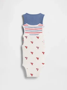 Bodys sans manches à poche « Baby First Favorites » en maille finement côtelée (lot de 3)