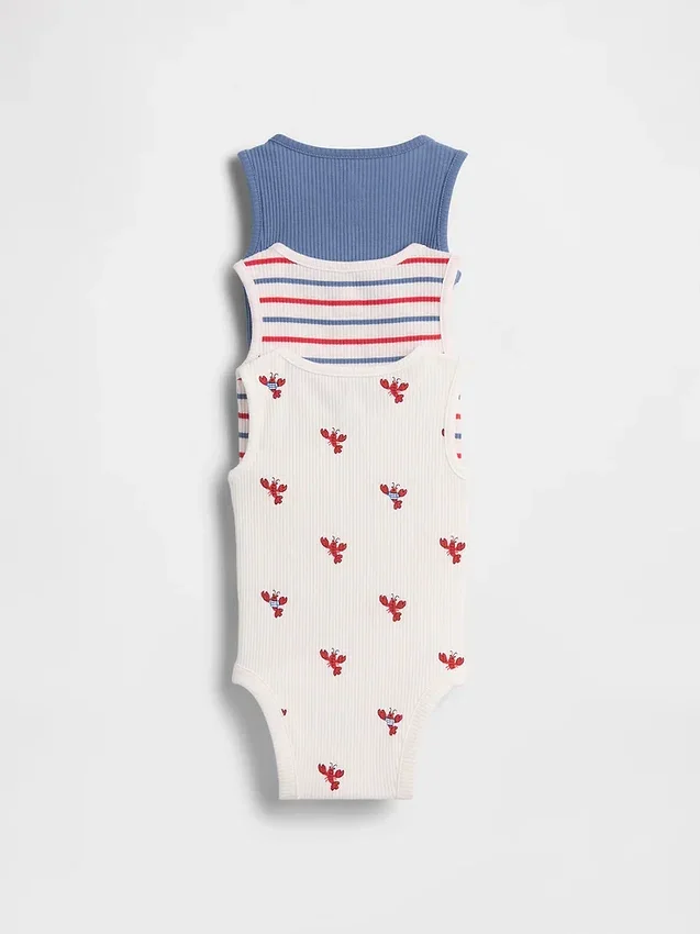 Bodys sans manches à poche « Baby First Favorites » en maille finement côtelée (lot de 3)