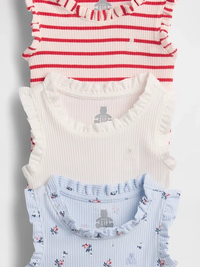 Bodys sans manches à volants Tinyrib « Baby First Favorites » (lot de 3)