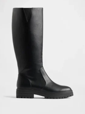 Bottes hautes en cuir vegan à semelle crantée