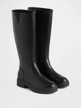 Bottes hautes en cuir vegan à semelle crantée