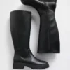Bottes hautes en cuir vegan à semelle crantée