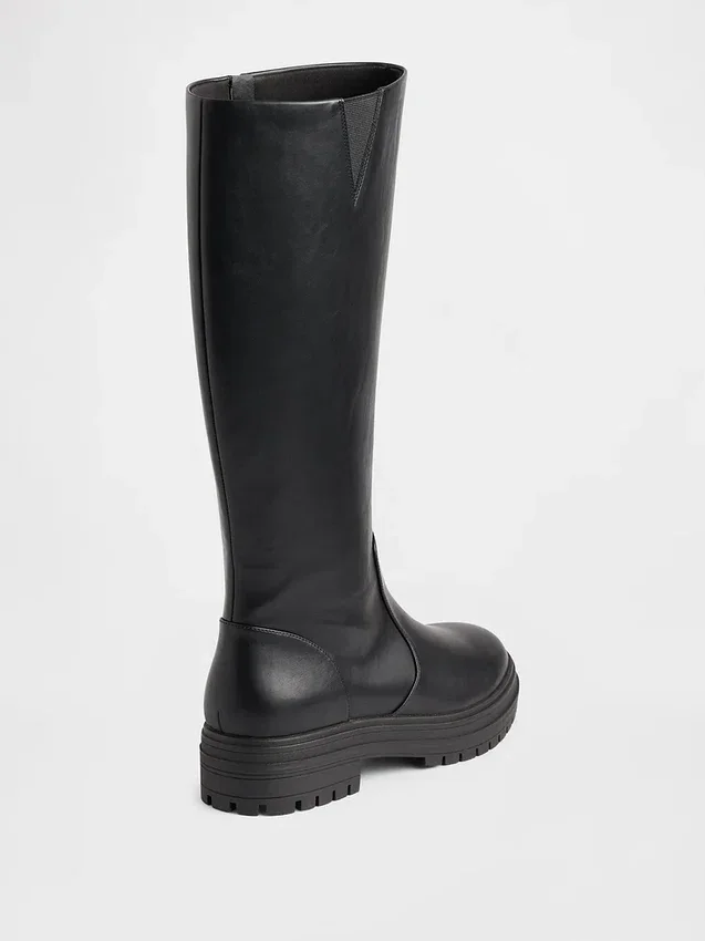 Bottes hautes en cuir vegan à semelle crantée