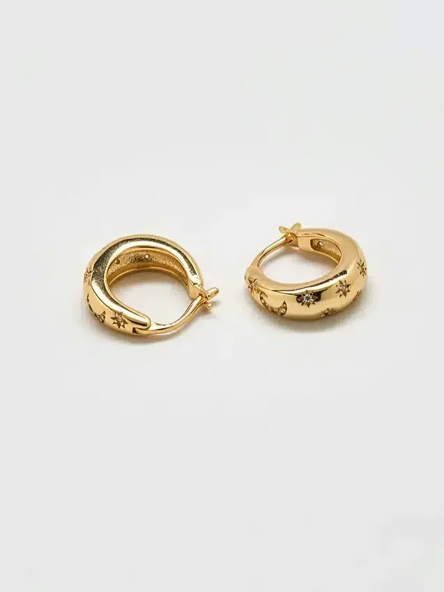 Boucles d’oreilles créoles en or « Lune et étoiles » Admiral Row