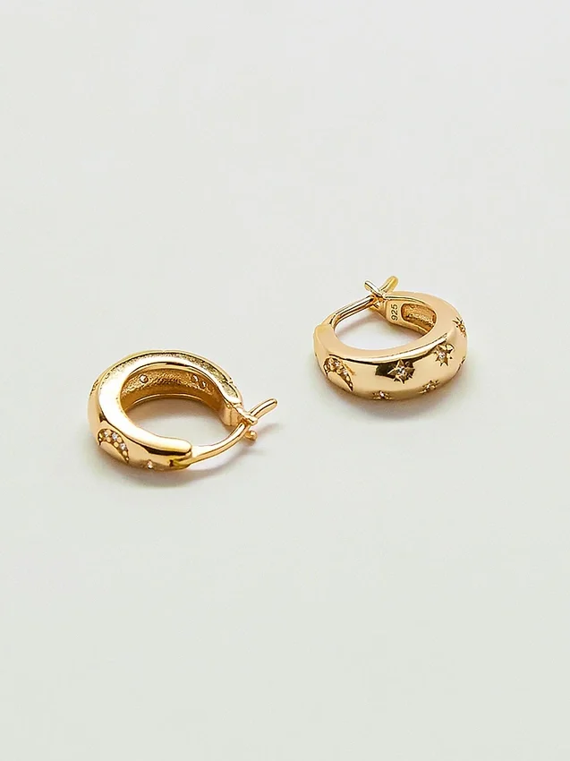 Boucles d’oreilles créoles en or « Lune et étoiles » Admiral Row