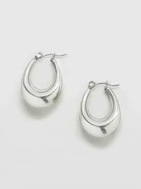 Boucles d’oreilles créoles ovales en argent Admiral Row