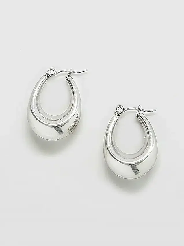 Boucles d’oreilles créoles ovales en argent Admiral Row