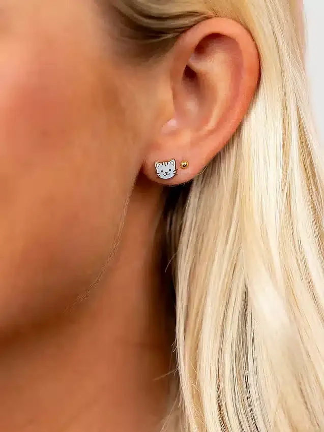 Boucles d’oreilles à vis « Co Cat » pour oreilles percées