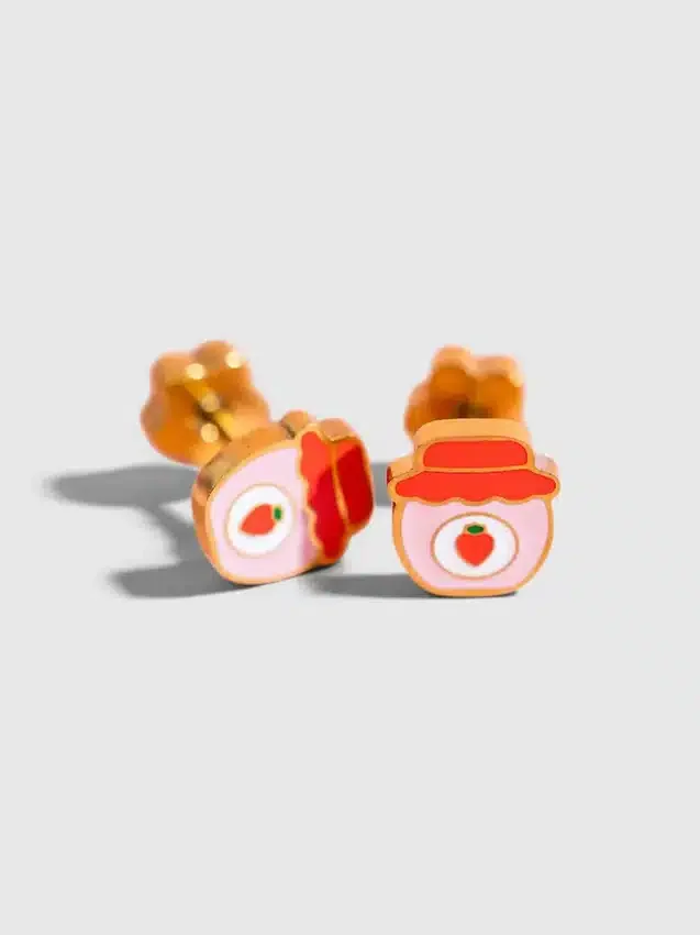 Boucles d’oreilles à vis « Confiture de fraise » de Pierced Co