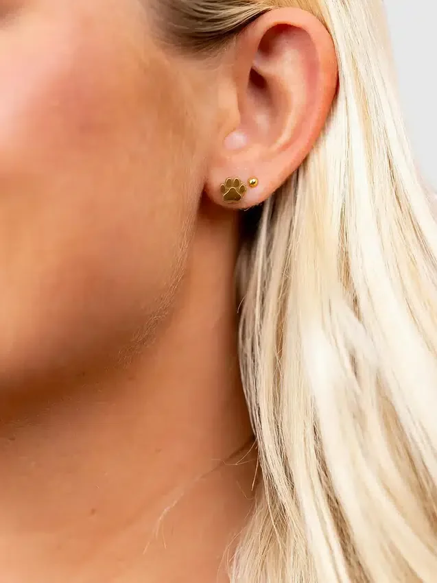 Boucles d’oreilles à vis « empreinte de patte » pour oreilles percées