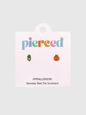 Boucles d’oreilles à vis « Gousse de pois / Tomate » de Pierced Co