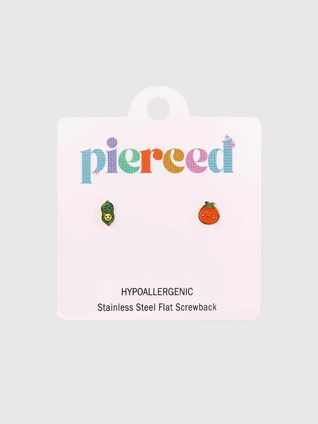 Boucles d’oreilles à vis « Gousse de pois / Tomate » de Pierced Co