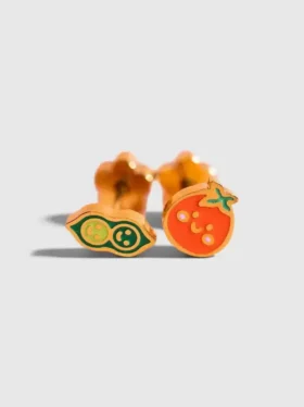 Boucles d’oreilles à vis « Gousse de pois / Tomate » de Pierced Co