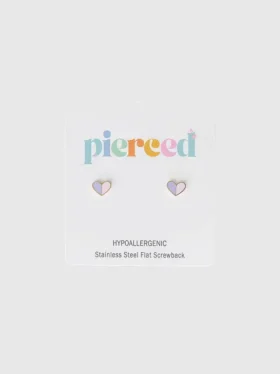 Boucles d’oreilles à vis « Heart Duo » de Pierced Co