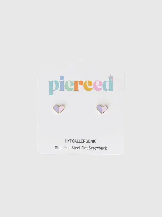Boucles d’oreilles à vis « Heart Duo » de Pierced Co