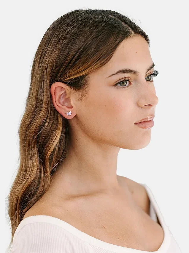Boucles d’oreilles à vis « Heart Duo » de Pierced Co