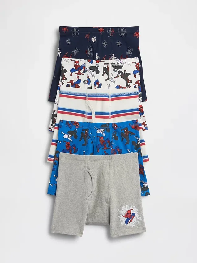 Boxers en coton stretch bio Spider-Man pour enfants (lot de 5)