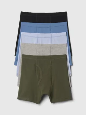 Boxers unis en coton stretch bio pour enfants (lot de 5)