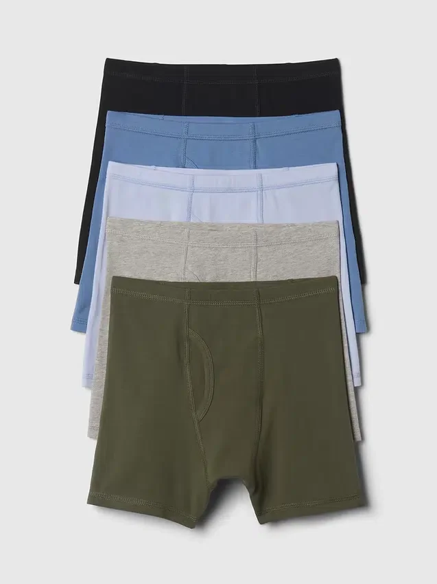 Boxers unis en coton stretch bio pour enfants (lot de 5)