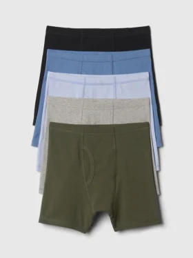 Boxers unis en coton stretch bio pour enfants (lot de 5)